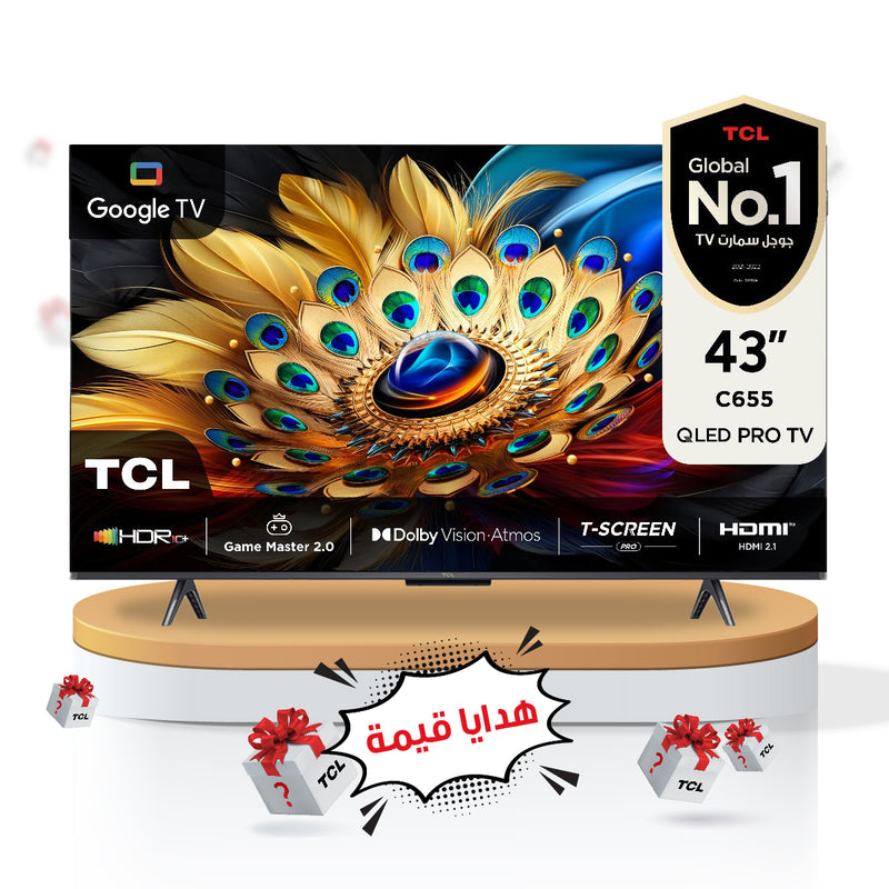 TCL C655 43" QLED 4K TV 60Hz HDR 10+ Dolby Vision Atmos + TCL هدايا قيمة