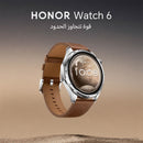 HONOR 5502ACGM Watch 6 BT Leather Strap 32MB+4GB, Twilight Brown ساعة ذكية تعمل بالبلوتوث مع سوار جلدي – ذاكرة 32 ميجابايت + 4 جيجابايت