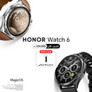 HONOR 5502ACGQ Watch 6 BT with Fluoroelastomer Strap 32MB+4GB, Shadow Black ساعة ذكية بتقنية البلوتوث سير من الفولاذ ذاكرة 32ميكابايت +4 كيكابايت