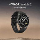 HONOR 5502ACGQ Watch 6 BT with Fluoroelastomer Strap 32MB+4GB, Shadow Black ساعة ذكية بتقنية البلوتوث سير من الفولاذ ذاكرة 32ميكابايت +4 كيكابايت
