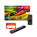 LG 65NU840B6LA NANO 4K AI NU84 Smart TV 2026, 65-Inch شاشة حجم 65 نانو 4 كي مدعومة بالذكاء الاصطناعي الفا 7 الجيل 9 نضام صوتي ايميرسيف ال جي + Free Gift S20A Soundbar