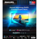 PHILIPS 65OLED810/12 Ambilight - 4K - OLED - Frameless - P5 AI Perfect Picture Engine - 144 Hz - Google TV - European origin, 65-Inch شاشة حجم 65 معالج بي 5 مدعوم بالذكاء الاصطناعي بدقة 4 كي + 144 هيرتز +اضائة من ثلاث جوانب فلبس