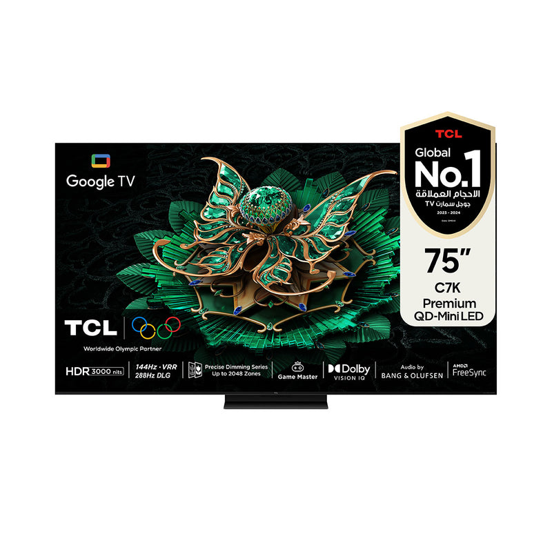 TCL C7K 75" Premium QD-Mini LED Up to 2048 Zones HDR 3000 nits 288Hz Game Accelerator