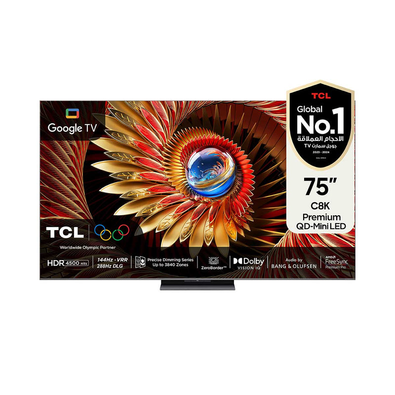 TCL C8K 75" Premium QD-Mini LED Up to 3840 Zones HDR 4500 nits 288Hz Game Accelerator