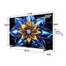 TCL 98T8C QLED TV 144Hz Native Refresh Rate | ONKYO 2.1 Hi-Fi System, 98 Inch