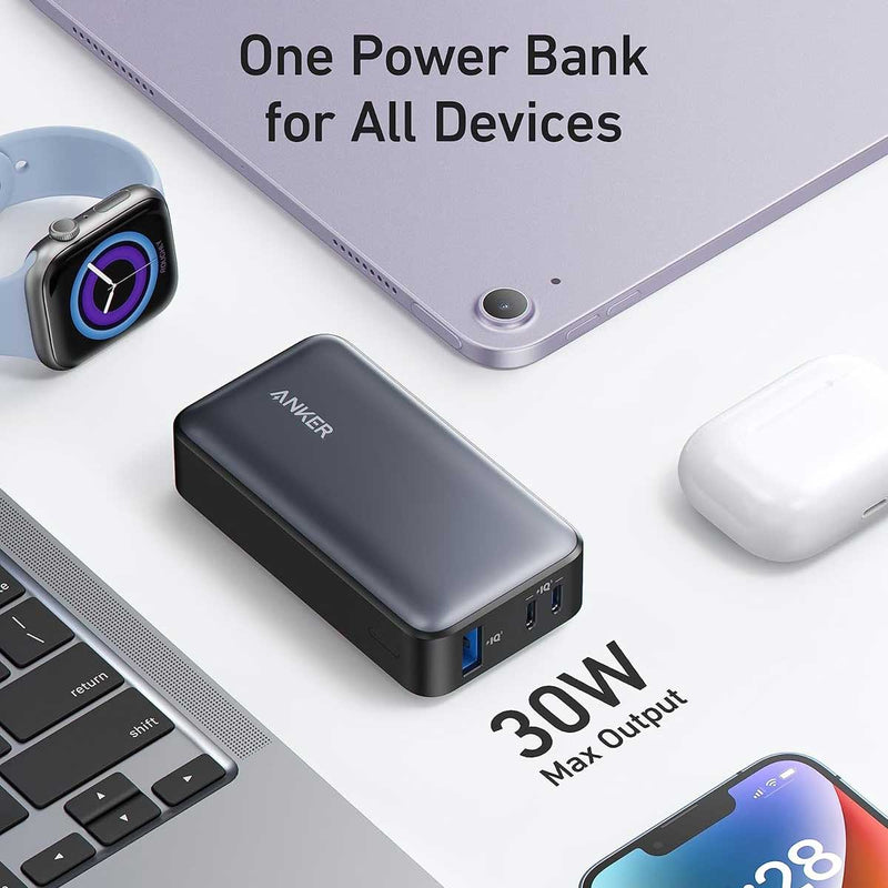 ANKER A1256H21 533 Powercore 10000 mAh PD 30W, White شاحن محمول انكر