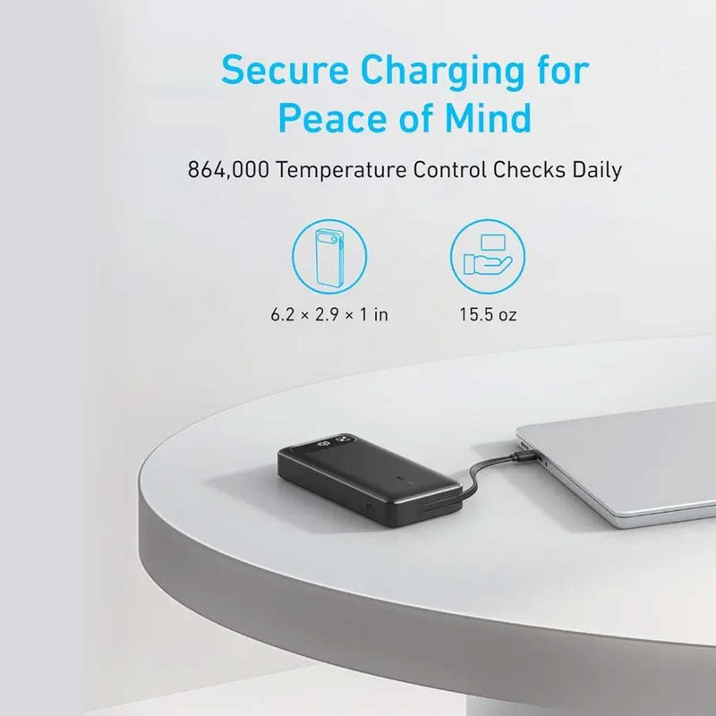 ANKER A1383H11 Power Bank 20000mAh 87W Portable Charger with Built-in USB-C Cable شاحن محمول انكر