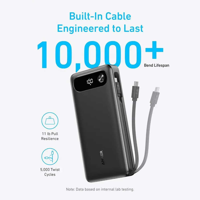 ANKER A1383H11 Power Bank 20000mAh 87W Portable Charger with Built-in USB-C Cable شاحن محمول انكر