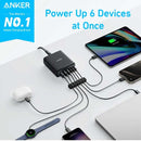 ANKER A2154K11 Charger 112W 6 Ports USB C Charger SG 3 Pin Plug USB Charger شاحن مكتبي انكر