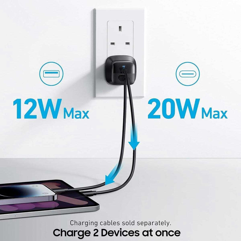 ANKER A2331K11 323 33W Wall Charger, USB Type-A & USB Type-C Interface, Black  شاحن انكر