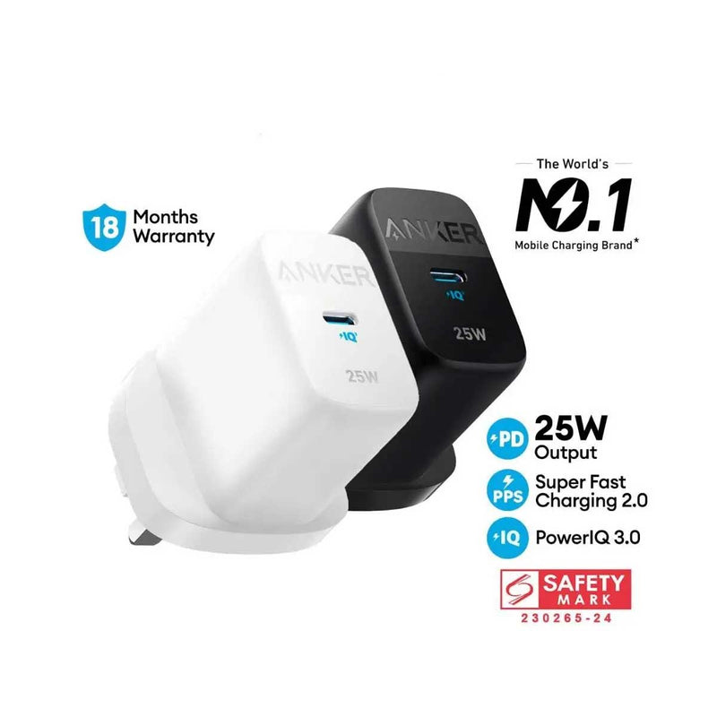 ANKER A2642K21 Charger 312 Powerport 25W USB C, White شاحن انكر