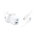 ANKER B2331K21 323 Wall Charger 33W and C to L 3ft Cable, White شاحن حائط 33 واط بطول 3 متر