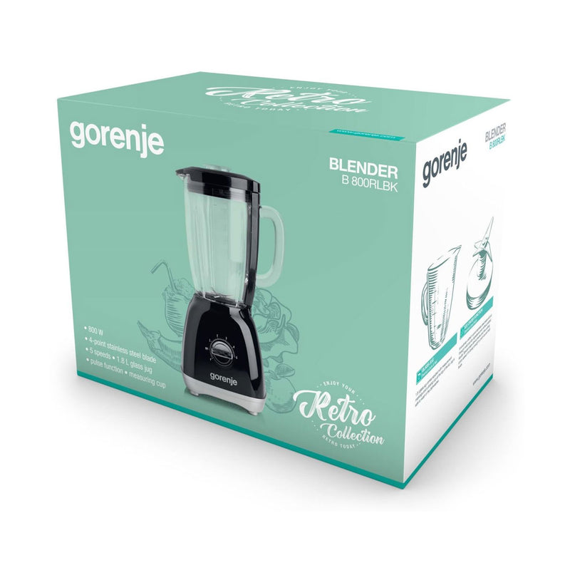 GORENJE B800RLBK Glass Blender 1.8L 800W, Black خلاط زجاجي جورنجي