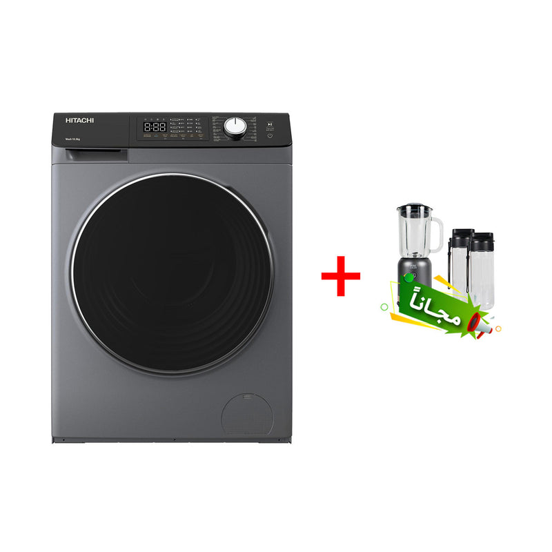 HITACHI BD-1054HVOS Front Loading Washer, Gray + Free gift Inside SP350 غسالة أمامية ، رمادية + هدية مجانية داخل SP350