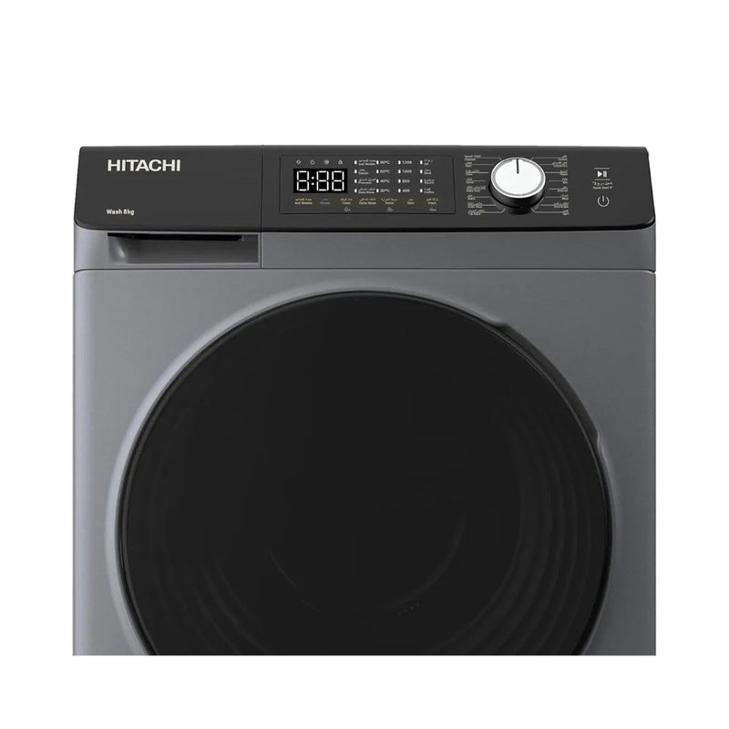 HITACHI BD-802HVOS Front Load Washing Machine, Gray + Free gift Fakir stubby + Fakir Harvey غسالة ملابس أمامية ، رمادية + هدية مجانية Fakir stubby + Fakir Harvey