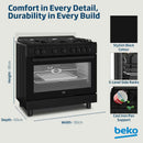 BEKO BGGR11127GBA 5 Burner Gas Cooker 90cm, Black موقد غاز بخمس شعلات، 90 سم، أسود بيكو