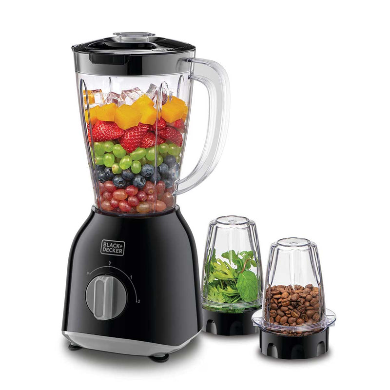 BLACK & DECKER BX365-B5 Blender with 2 Mills 1.5L, 400W, Black خلاط