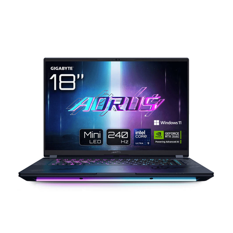 GIGABYTE BYHC5AED65SP AORUS (2025) MASTER 18 BYH 18” Mini LED QHD 240Hz Gaming Laptop لابتوب اوروس 18 انج ويندوز 11 برو - 32 كيكابايت - 2تيرابايت