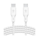 BELKIN CAB014BT2MWH Braided USBC-C 2.0 100w Cable 2m, White كيبل شحن بيلكن