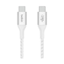 BELKIN CAB015BT2MWH Braided C-C cable 2M, White كيبل شحن تايب سي بيلكن