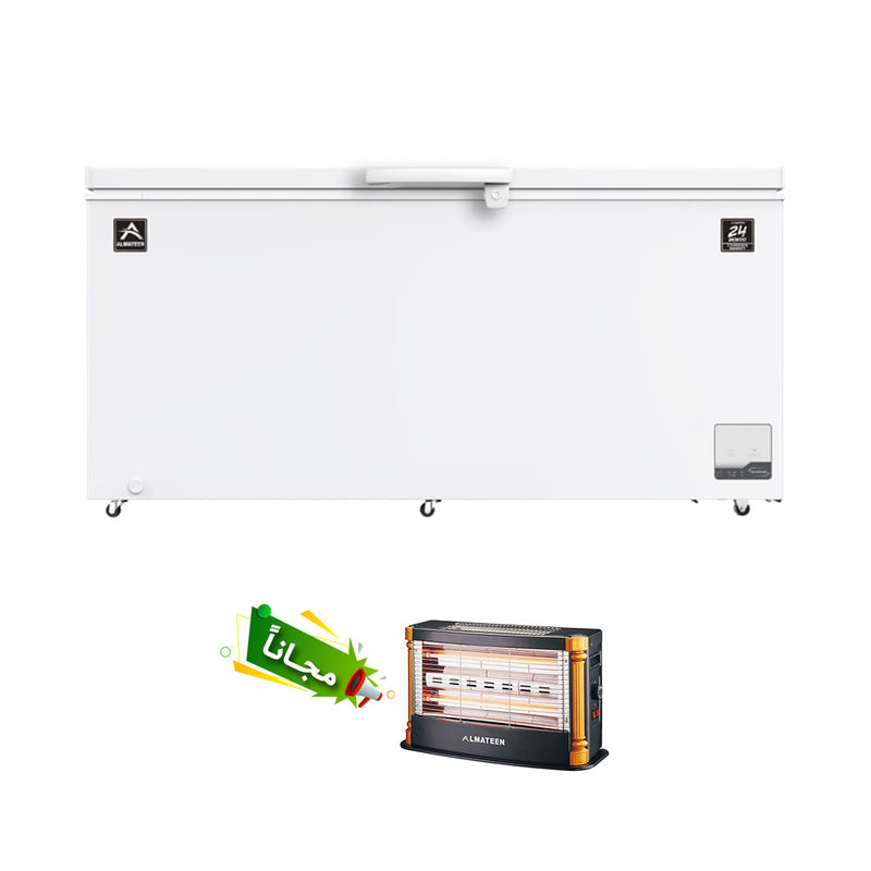 ALMATEEN CFMA1820WH-CH Chest Freezer Powerful and Fast Freezing, 500L + Free gift QHMA4032BRC-CH ثلاجة تجميد بطول 18 قدمًا، متينة + هدية مجانية QHMA4032BRC-CH