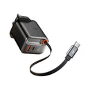MCDODO CH-4271 Digital Display Charger with Built-in retractable USB-C Cable 40 W, Black