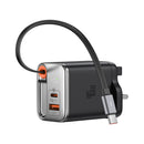 MCDODO CH-4271 Digital Display Charger with Built-in retractable USB-C Cable 40 W, Black