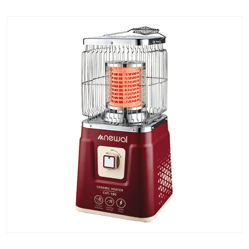 NEWAL CHT-180/03 Ceramic Heater, Carrying handle, 2000W, Dark Red مدفئة كهربائية نوال