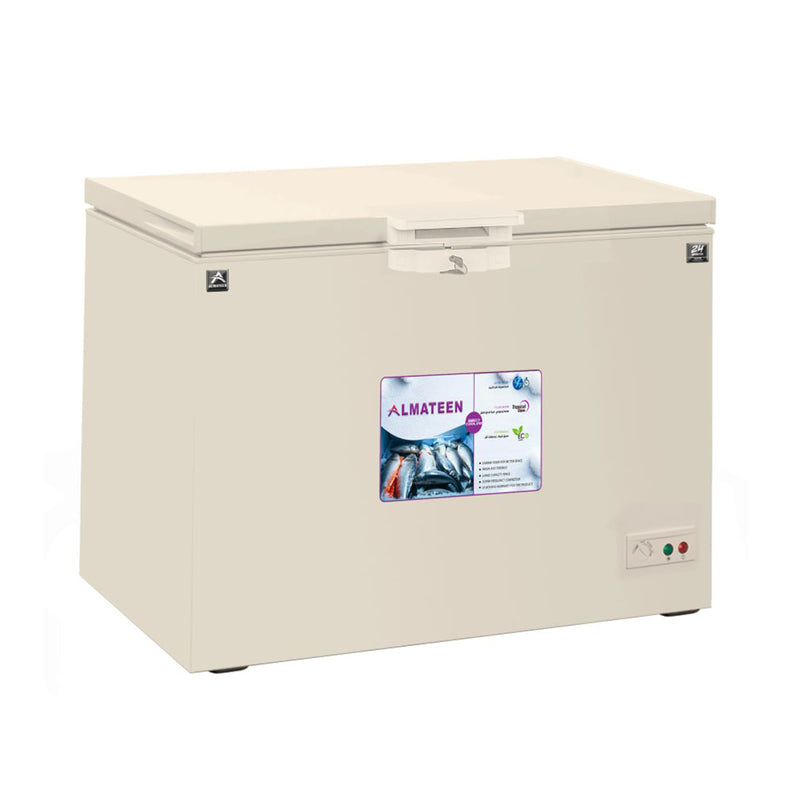 ALMATEEN DFMA300BE-TR Chest Freezer Powerful and Fast Freezing 300L, Beige + Free gift QHMA4012BR-CH فريزر متين بطول 14 قدم + هدية مجانية QHMA4012BR-CH