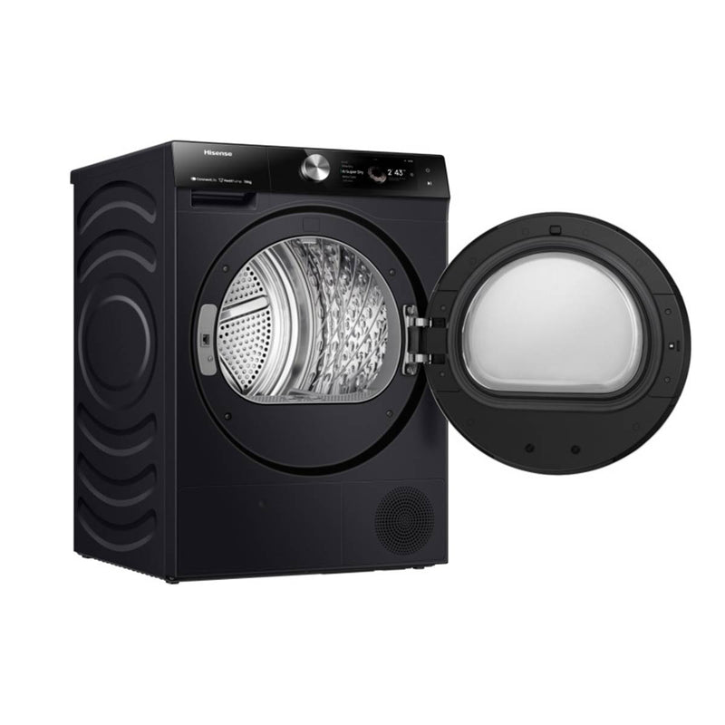 HISENSE DH7S107BB Wifi Connected 10Kg Heat Pump Tumble Dryer, Black غسالة ملابس 10 كغم هايسنس
