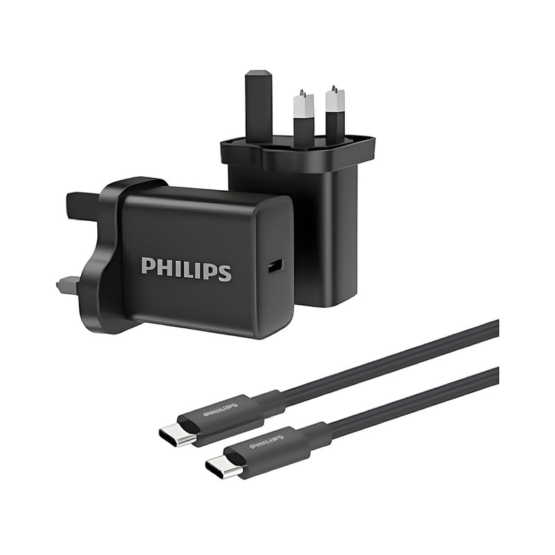 PHILIPS DLP5312NB/05 Wall charger 30W with Type C-C Cable, Black  شاحن حائط فلبس