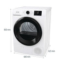 GORENJE DNE8B/G Freestanding Dryer, White  غسالة ذات فتحة جانبية 8 كيلو جورنج