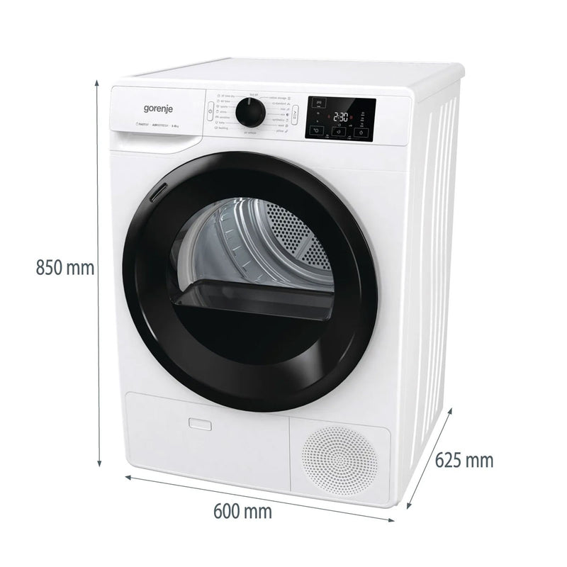 GORENJE DNE8B/G Freestanding Dryer, White  غسالة ذات فتحة جانبية 8 كيلو جورنج