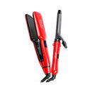 ENZO EN-3888W Professional 2-in-1 Hair Straightener and Curler, Red كاوية شعر اينزو