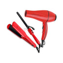ENZO EN-6309 3-in-1 Professional Ceramic Pro Hair Care Styling Set, Red شسوار شعر اينزو