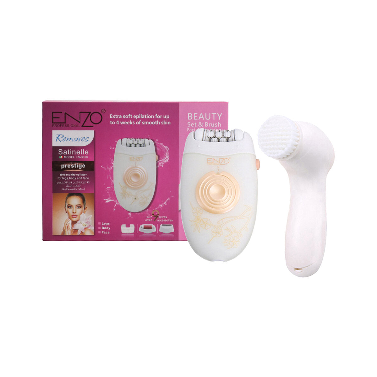 ENZO EN3088 8-in-1 Rechargeable Lady Shaver and Beauty Face Cleansing