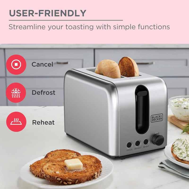 BLACK & DECKER 498 , ET244-B5 Toaster, 2-Slice, 1050W, Stainless Steel محمصة