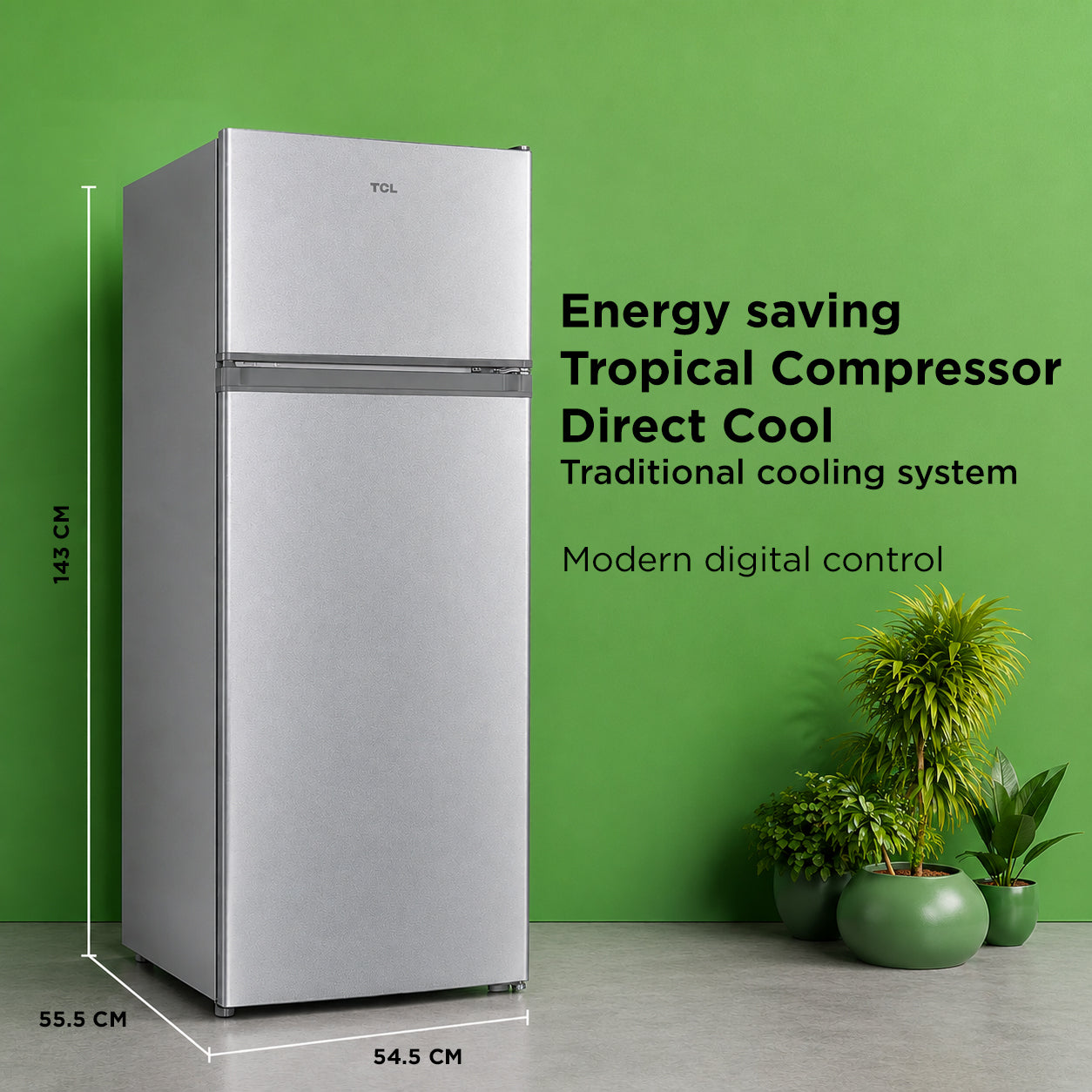 TCL F269TMS Double Door Refrigerator, ثلاجة تجميد, 10 قدم