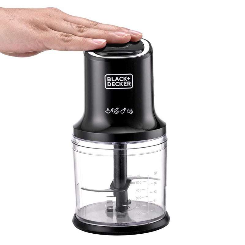 BLACK & DECKER FC500-B5 Vertical Chopper, 4 Blades, 500W, 500ml, Black مفرمة عمودية