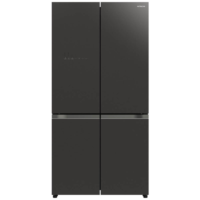 HITACHI R-WB720VUQ0 French Bottom Freezer Deluxe ثلاجة هيتاشي لون رمادي زجاجي