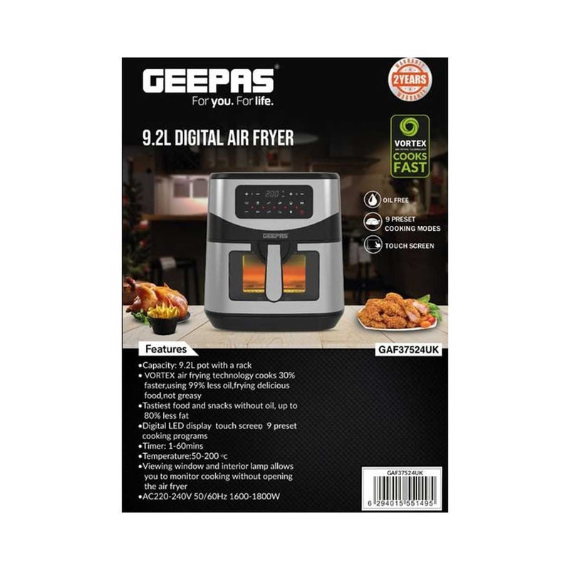 GEEPAS GAF37524 Digital Air Fryer, Silver قلاية هوائية جيباس
