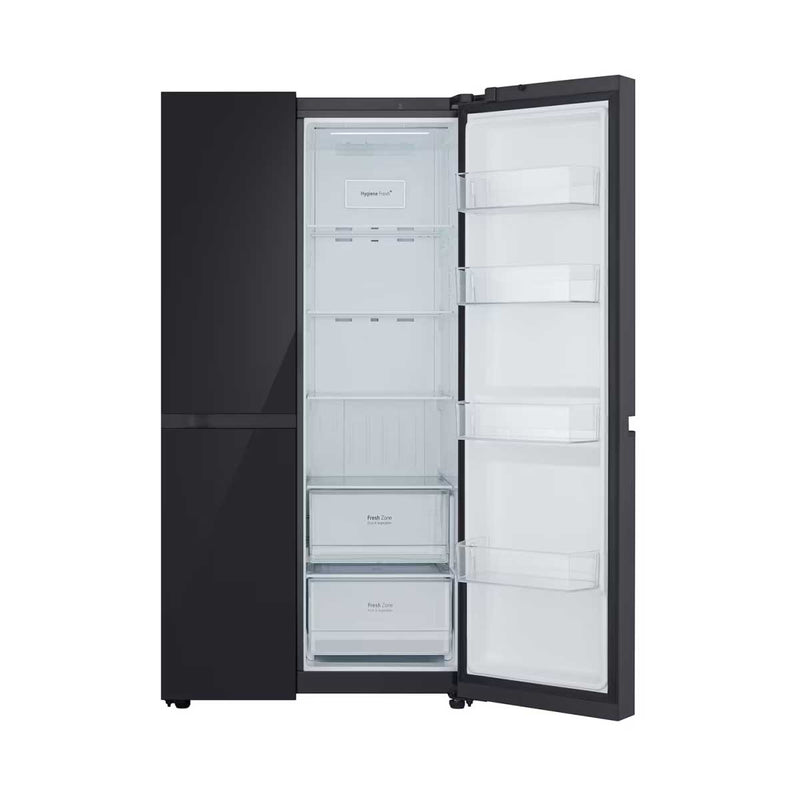 LG GCB-287GNWB Side by Side 647L Refrigerator, Inverter Compressor, Black Glass Color