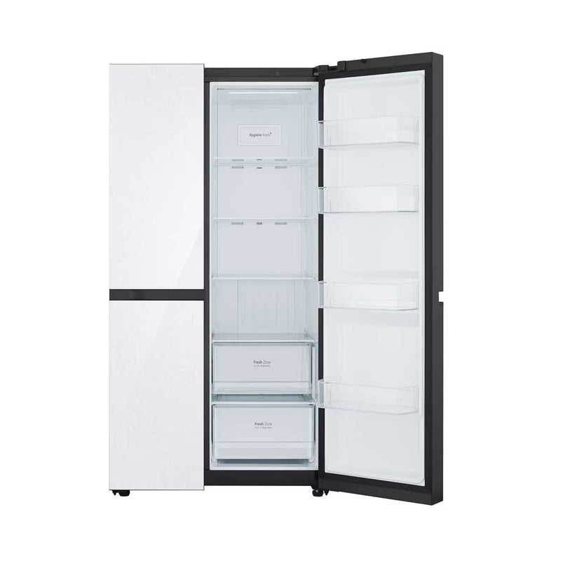 LG GCB-287GNWC Side by Side 647L Refrigerator, Inverter Compressor, Multi AirFlow, White Glass Color