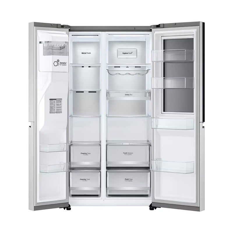 LG GCX-287TVS InstaView™ ThinQ™ 611L Side by Side Refrigerator, UVnano™, LINEARCooling™, ThinQ™, Silver ثلاجة 611 لتر ال جي