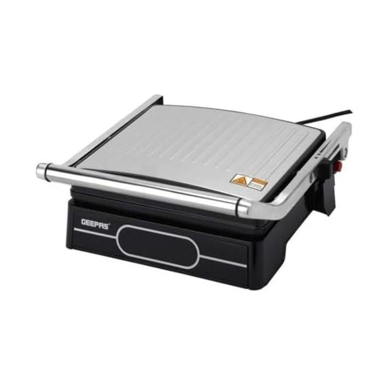 GEEPAS GGM36557 Grill Maker | Easy Release and Quick Cleanup, Non-Stick Plates | Digital Control Temperature with 9 Levels, 2000 W, Silver شواية جيباس