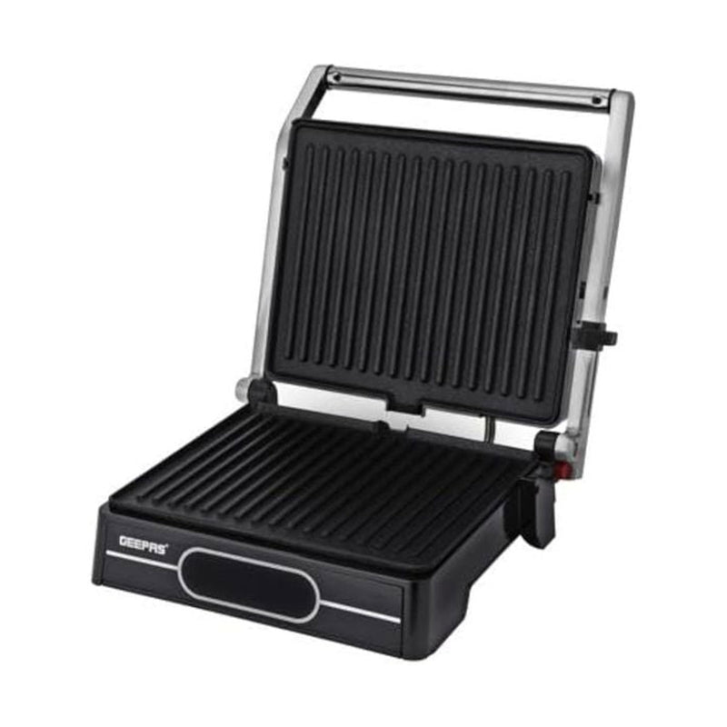 GEEPAS GGM36557 Grill Maker | Easy Release and Quick Cleanup, Non-Stick Plates | Digital Control Temperature with 9 Levels, 2000 W, Silver شواية جيباس