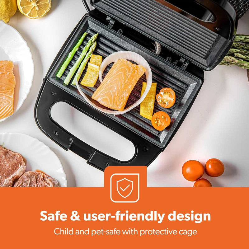 GEEPAS GGM6001  700W 2 Slice Grill Maker With Non-Stick Plates, Black كابسة وشواية جيباس