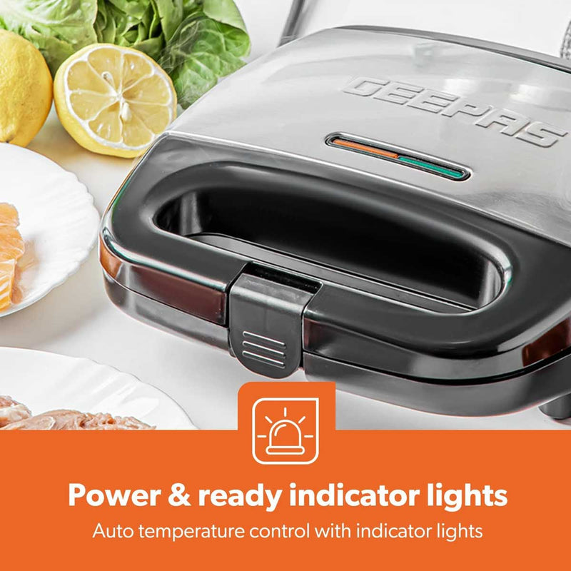 GEEPAS GGM6001  700W 2 Slice Grill Maker With Non-Stick Plates, Black كابسة وشواية جيباس