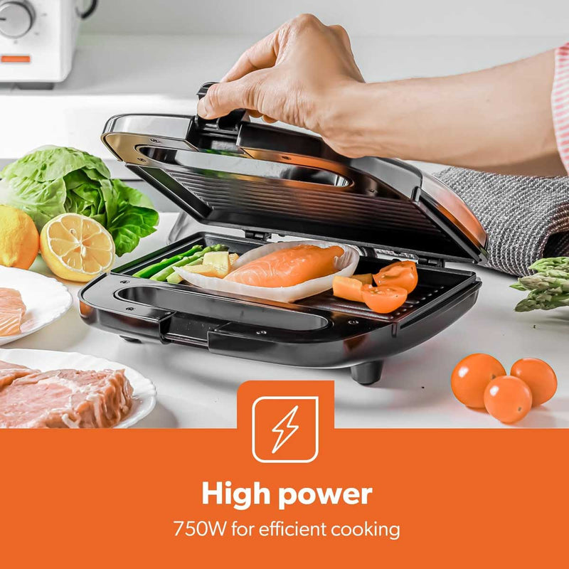 GEEPAS GGM6001  700W 2 Slice Grill Maker With Non-Stick Plates, Black كابسة وشواية جيباس