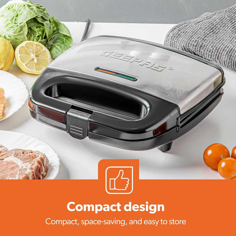 GEEPAS GGM6001  700W 2 Slice Grill Maker With Non-Stick Plates, Black كابسة وشواية جيباس